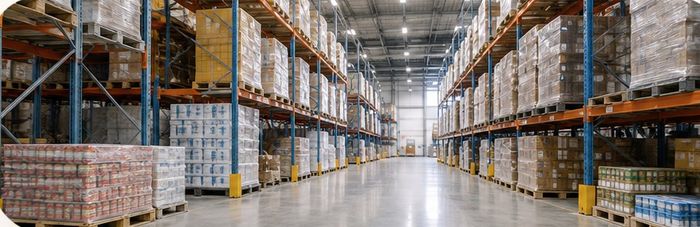 Almacén con estanterías de producto